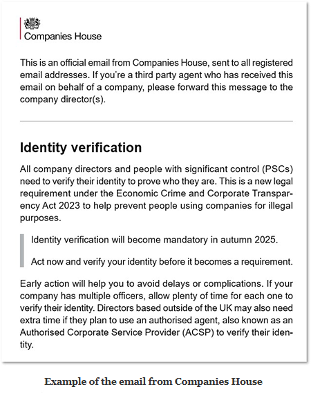 Companies House ID email